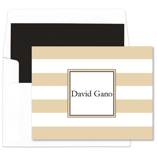 Khaki Stripe Folded Note Cards